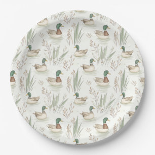 Assiettes En Carton Aquarelle rustique Plaques de papier de canard de