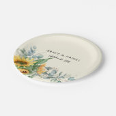 Assiettes En Carton Aquarelle rustique Tournesol Eucalyptus Vert (Angle)
