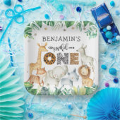 Assiettes En Carton Aquarelle Safari Animaux Wild One Birthday Paper (Fête)