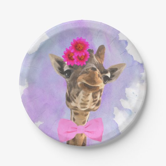 Assiettes En Carton Aquarelle sauvage drôle mignonne d'animal de (Devant)