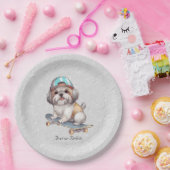 Assiettes En Carton Aquarelle Shih Tzu Papier Plaque (Fête)
