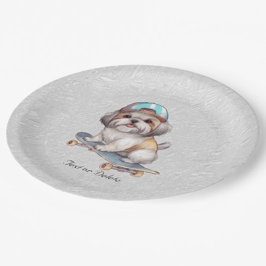 Assiettes En Carton Aquarelle Shih Tzu Papier Plaque (Angle)