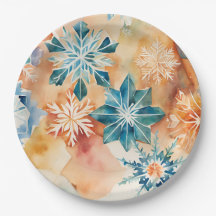 Aquarelle Snowflakes Plaque de papier de Noël