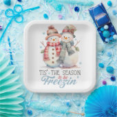 Assiettes En Carton Aquarelle Snowman (Fête)