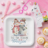 Assiettes En Carton Aquarelle Snowman (Fête)