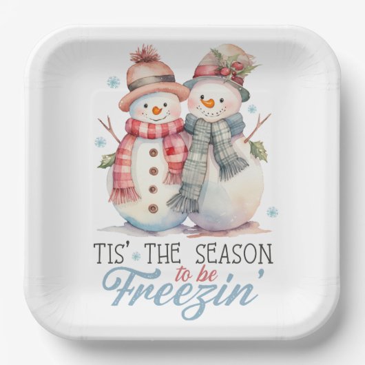 Assiettes En Carton Aquarelle Snowman (Recto)