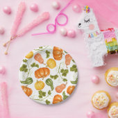 Assiettes En Carton Aquarelle Squash, Citrouille et Motif Feuille (Fête)