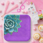 Assiettes En Carton Aquarelle Succulente dentelle pourpre (Fête)