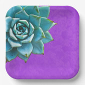 Assiettes En Carton Aquarelle Succulente dentelle pourpre (Recto)