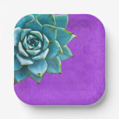 Assiettes En Carton Aquarelle Succulente dentelle pourpre (Recto)