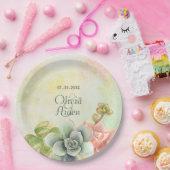 Assiettes En Carton Aquarelle Succulente Plaques de papier Mariage Flo (Fête)