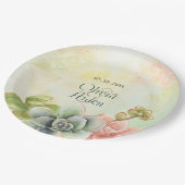 Assiettes En Carton Aquarelle Succulente Plaques de papier Mariage Flo (Angle)
