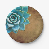 Assiettes En Carton Aquarelle Succulente Rustique Brown (Devant)
