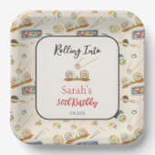 Assiettes En Carton Aquarelle Sushi et Sashimi Tout âge Anniversaire (Recto)