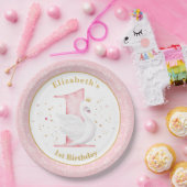 Assiettes En Carton Aquarelle Swan Princesse 1er Anniversaire Plaque P (Fête)