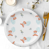 Assiettes En Carton Aquarelle Teddy Bear Balloon Baby shower garçon