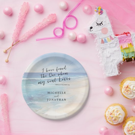 Assiettes En Carton Aquarelle tendance plage Ocean Christian Mariage (Fête)