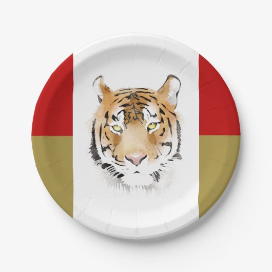 Assiettes En Carton Aquarelle Tiger Head (Devant)