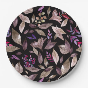 Assiettes En Carton Aquarelle tombée feuille
