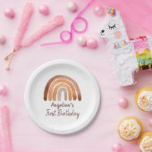Assiettes En Carton Aquarelle Tone Terme Arc-en-ciel Premier anniv (Fête)