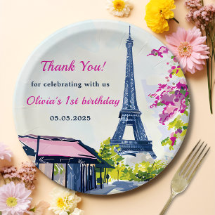 Assiettes En Carton Aquarelle Tour Eiffel Paris 1er anniversaire