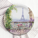 Assiettes En Carton Aquarelle Tour Eiffel Paris Café français<br><div class="desc">Aquarelle Eifel Tower Paris Café Français Paper Party Plates dispose d'un coin salon de café français aquarelle avec Paris et la tour Eifel en arrière - plan. Créé par Evco Studio www.zazzle.com/store/evcostudio</div>