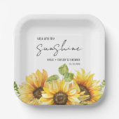 Assiettes En Carton Aquarelle Tournesol Mariage Shower Noir & Blanc (Recto)