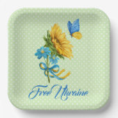 Assiettes En Carton Aquarelle Tournesol & Papillon Ukraine Support (Recto)