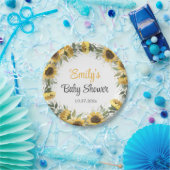 Assiettes En Carton Aquarelle Tournesol Vert Baby shower Papier P (Fête)