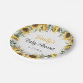Assiettes En Carton Aquarelle Tournesol Vert Baby shower Papier P (Angle)