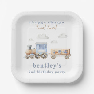 Assiettes En Carton Aquarelle Train Plaques de fête d'anniversaire
