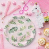 Assiettes En Carton Aquarelle Tropical Feuille Luau Plaques Papier (Fête)