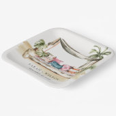 Assiettes En Carton Aquarelle Tropical Palm Beach Cabana Mariage (Angulaire)