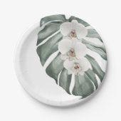 Assiettes En Carton Aquarelle tropicale exotique Orchidées blanches (Devant)