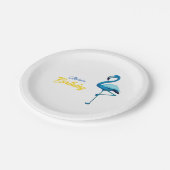 Assiettes En Carton Aquarelle tropicale Flamant rose bleu or (Angle)