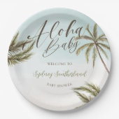 Assiettes En Carton Aquarelle tropicale Palm Trees Baby shower Bienven (Devant)