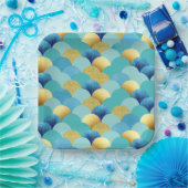 Assiettes En Carton Aquarelle Turquoise Parties scintillant or Plaques (Fête)