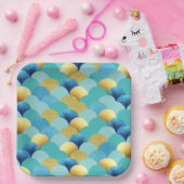 Assiettes En Carton Aquarelle Turquoise Parties scintillant or Plaques (Fête)