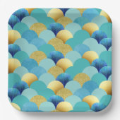 Assiettes En Carton Aquarelle Turquoise Parties scintillant or Plaques (Recto)
