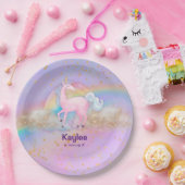 Assiettes En Carton Aquarelle Unicorn Holographique (Fête)