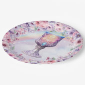 Assiettes En Carton Aquarelle Unicorne rose et verre magique fée (Angle)