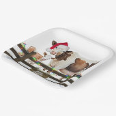 Assiettes En Carton Aquarelle Vaches de Noël avec chapeau de Père Noël (Angulaire)