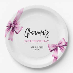Assiettes En Carton Aquarelle Vaches roses Coquette Sweet 16 Anniversa