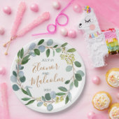 Assiettes En Carton Aquarelle verdure couronne, eucalyptus Mariage (Fête)