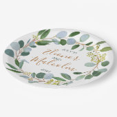 Assiettes En Carton Aquarelle verdure couronne, eucalyptus Mariage (Angle)