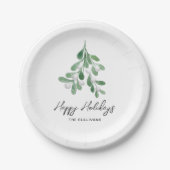 Assiettes En Carton Aquarelle Verdure Joyeuses vacances (Devant)