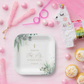 Assiettes En Carton aquarelle verdure | Première communion (Fête)