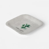 Assiettes En Carton Aquarelle Vert Cactus Mariage sud-ouest (Angulaire)