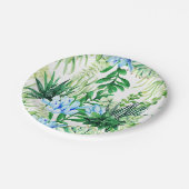 Assiettes En Carton Aquarelle Vert et Bleu Succulent Plantes, Feuille (Angle)