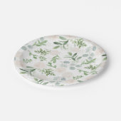 Assiettes En Carton Aquarelle vert et fleurs blanches Motif (Angle)